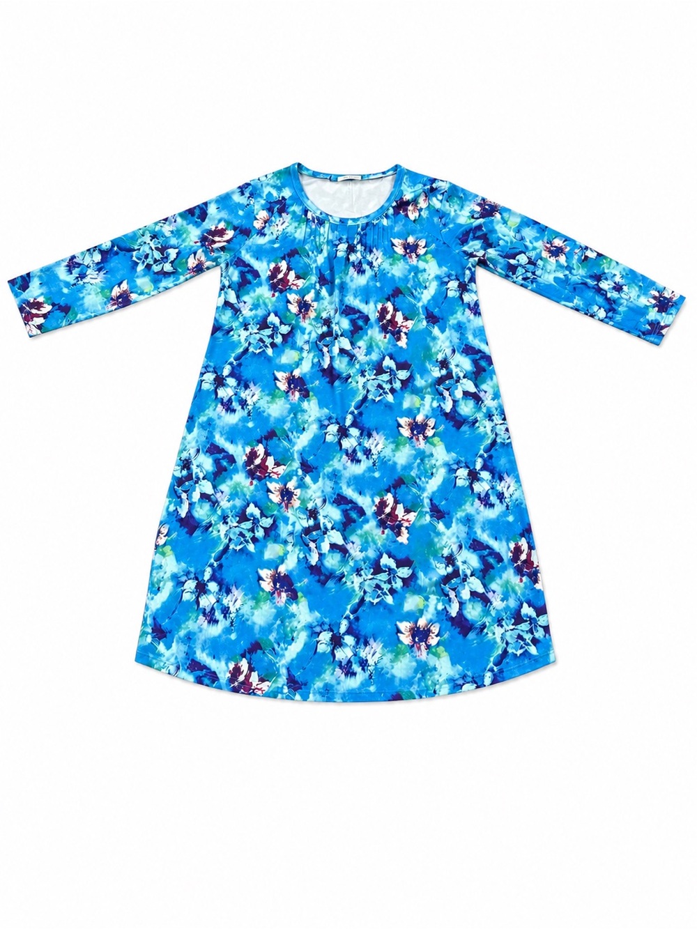 Deyeek NWT 3XL Blue Floral Swing Dress Plus Size